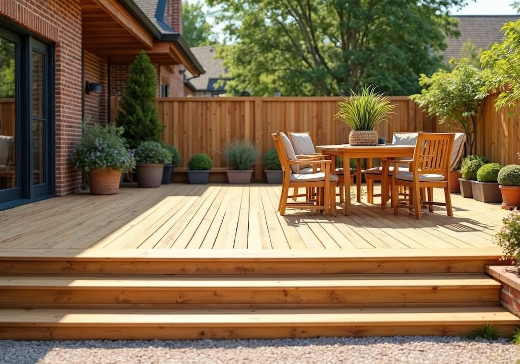 Stained wood deck freshly finished by East Central Indiana painters